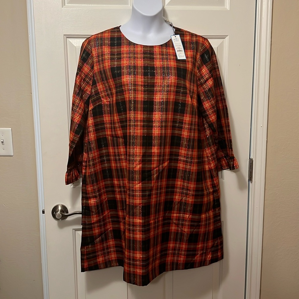 NWT Draper James Jessie Shift Dress in Caroline Shimmer Plaid, size XXL